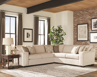 Aria L-shaped Sectional with Nailhead Oatmeal